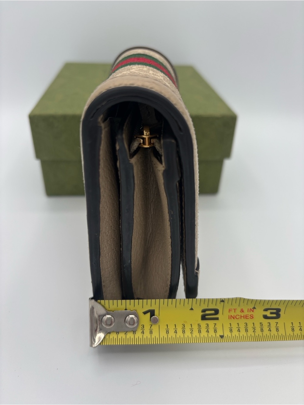 Gucci Ophidia GG Supreme Bifold Wallet- Beige/White with Green-Red Web Stripe - Picture 14 of 16